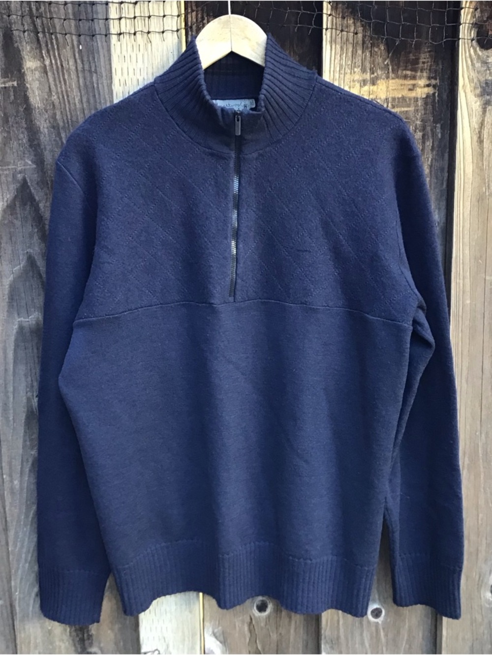 Smartwool Merino Wool Quarter 1/4 Zip Sweater Mens Large Blue Outdoor Pullover
